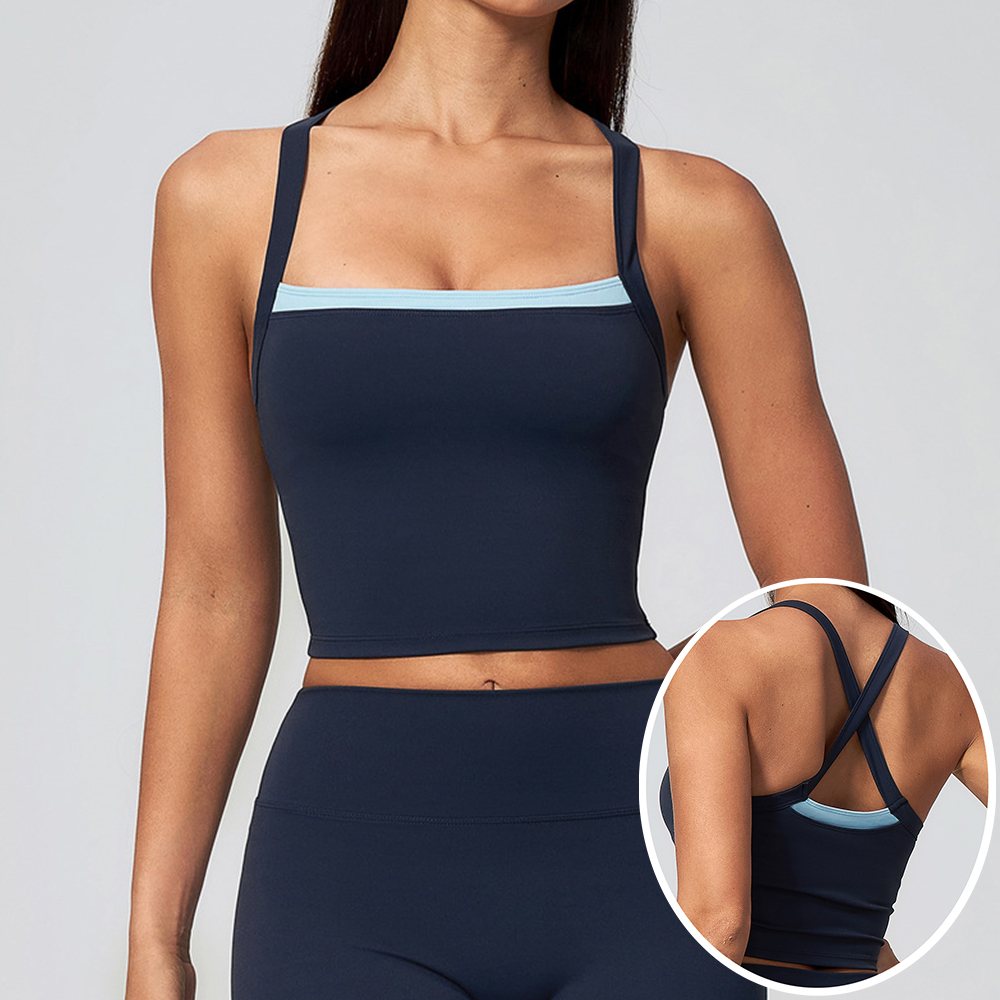 Plunge Bra Push Up - Dames Criss Cross Back Yoga Tanktop